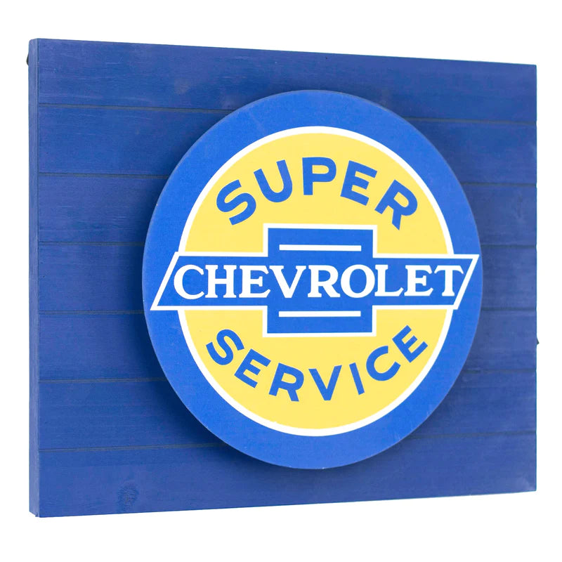 Vintage Chevrolet Super Service Metal Backlit LED Sign - Giftware Canada Collectibles and Decor