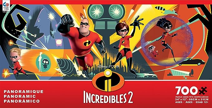 Disney Pixar Incredibles 2 700pc Panoramic Puzzle - Giftware Canada Collectibles and Decor