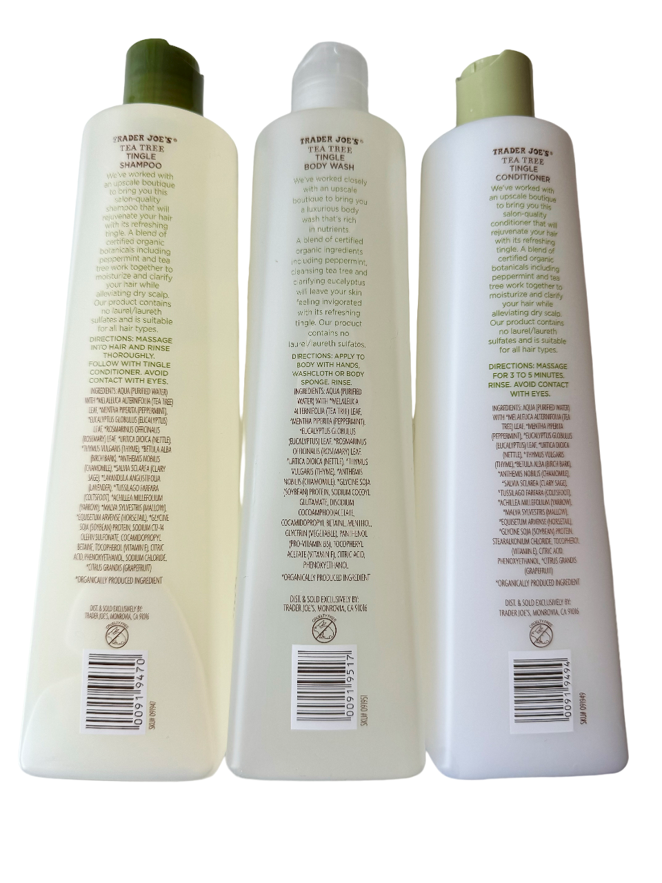 Trader Joe's Tea Tree Tingle Set (Shampoo, Conditioner & Body Wash)