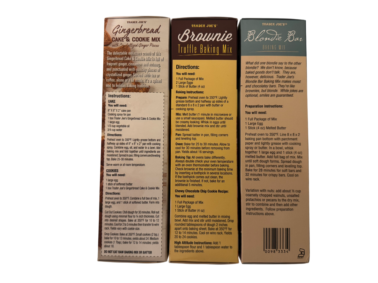 Trader Joe's Baking Mix Set (Contains 3 Mixes)