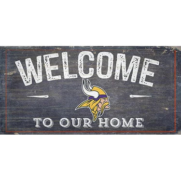 Minnesota Vikings Distressed Welcome Sign (6x12) - Giftware Canada Collectibles and Decor