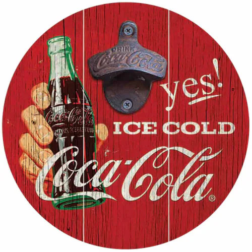 Coca-Cola 8" Vintage Wooden Sign with Bottle Opener - Giftware Canada Collectibles and Decor