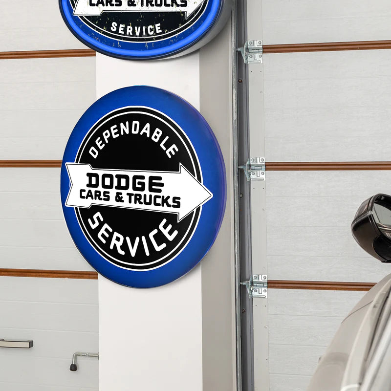 Dodge Cars and Trucks Dependable Service Metal Dome Sign - Giftware Canada Collectibles and Decor