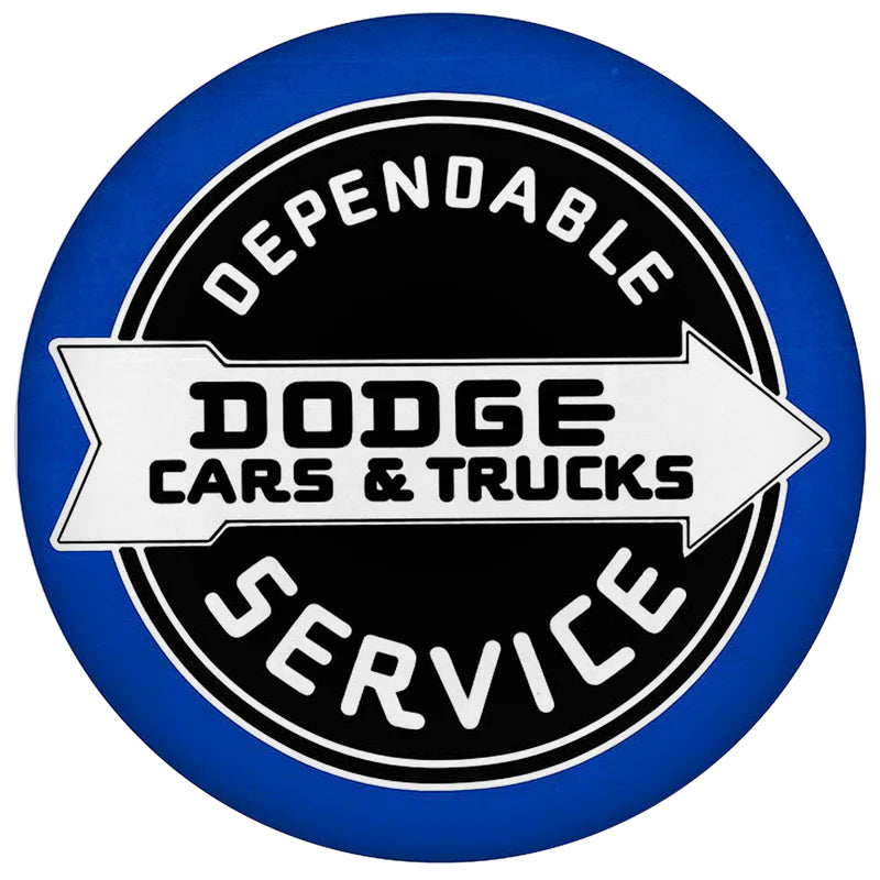 Dodge Cars and Trucks Dependable Service Metal Dome Sign - Giftware Canada Collectibles and Decor