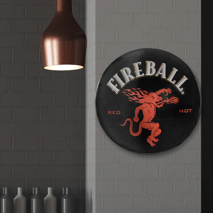 Fireball Red Hot Domed Metal Sign