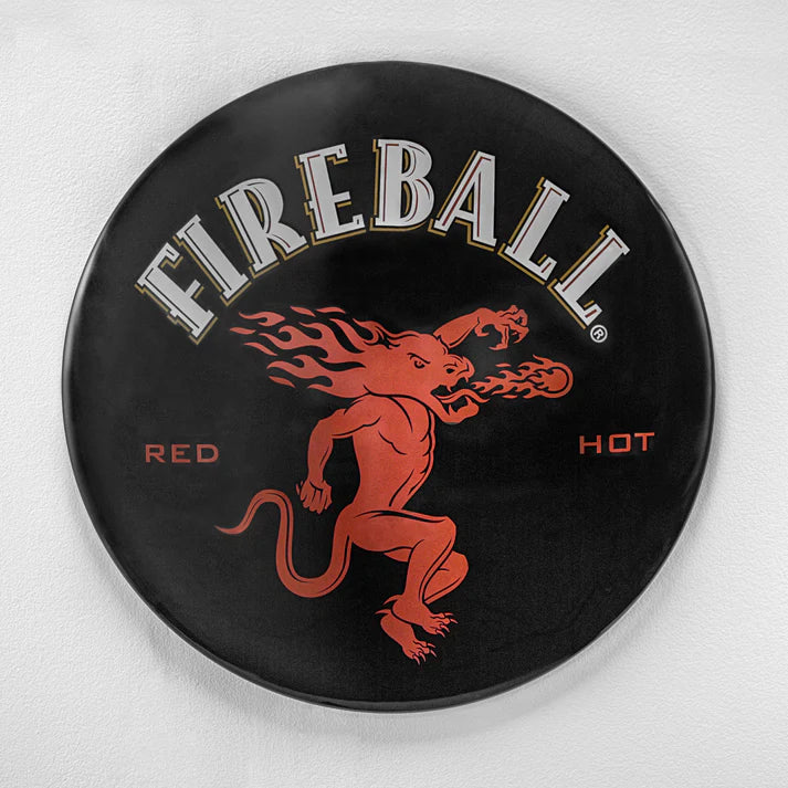 Fireball Red Hot Domed Metal Sign