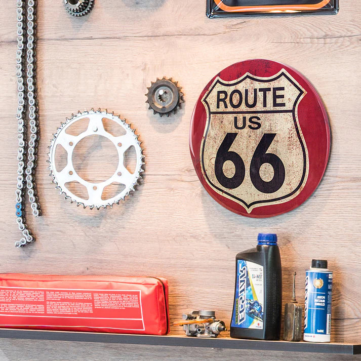 Route 66 Rustic Domed Metal Sign