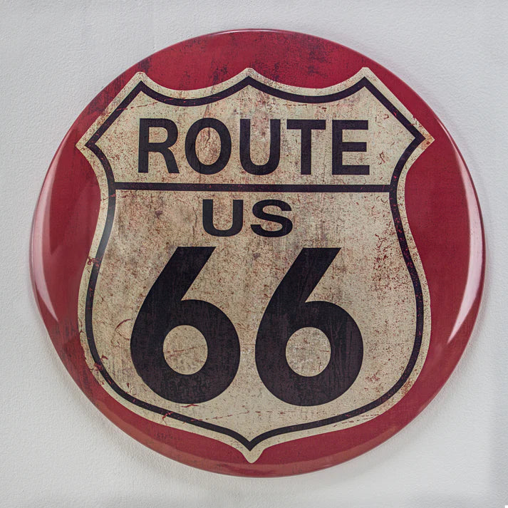 Route 66 Rustic Domed Metal Sign