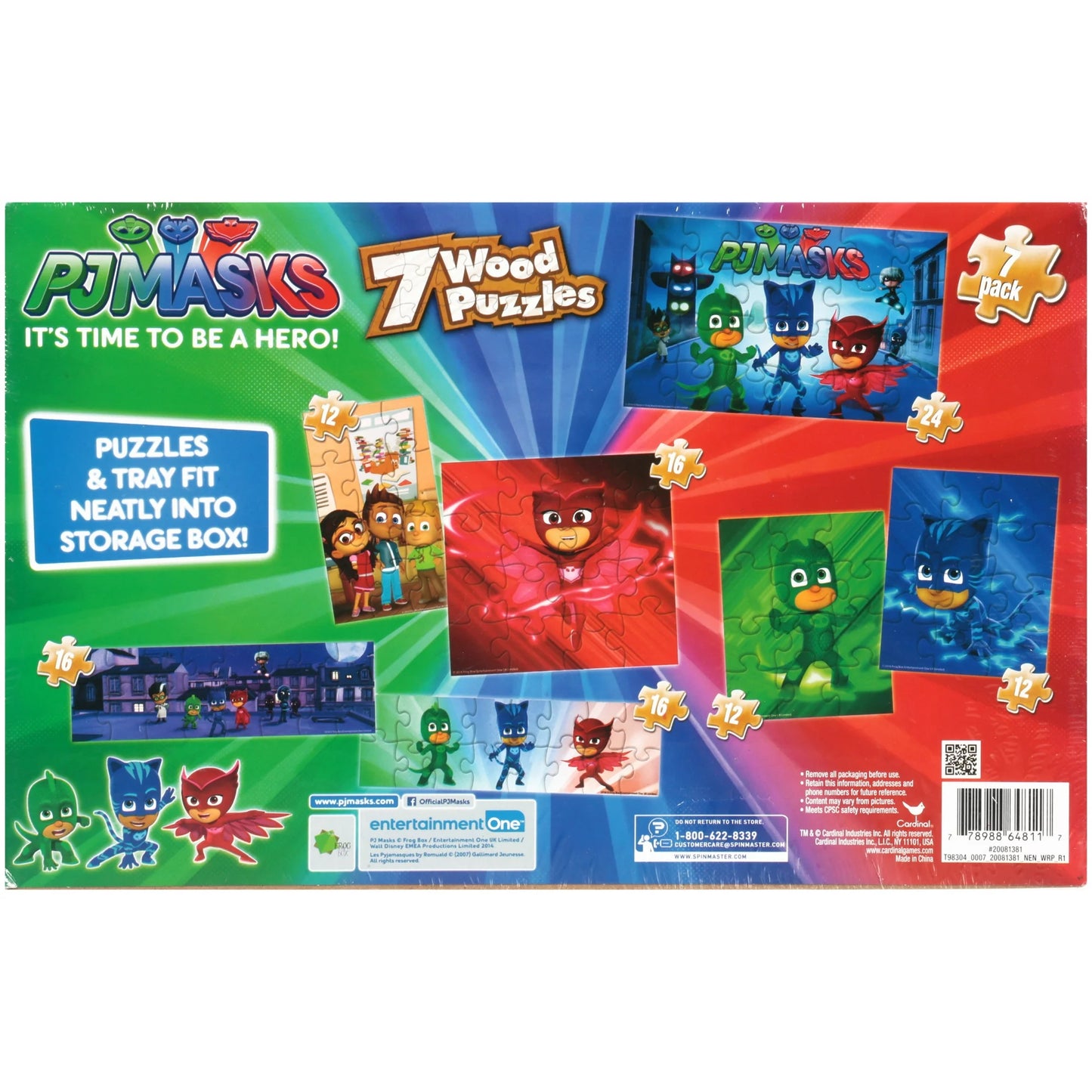 PJ Masks - 7 Wood Jigsaw Puzzles in Wood Storage Box