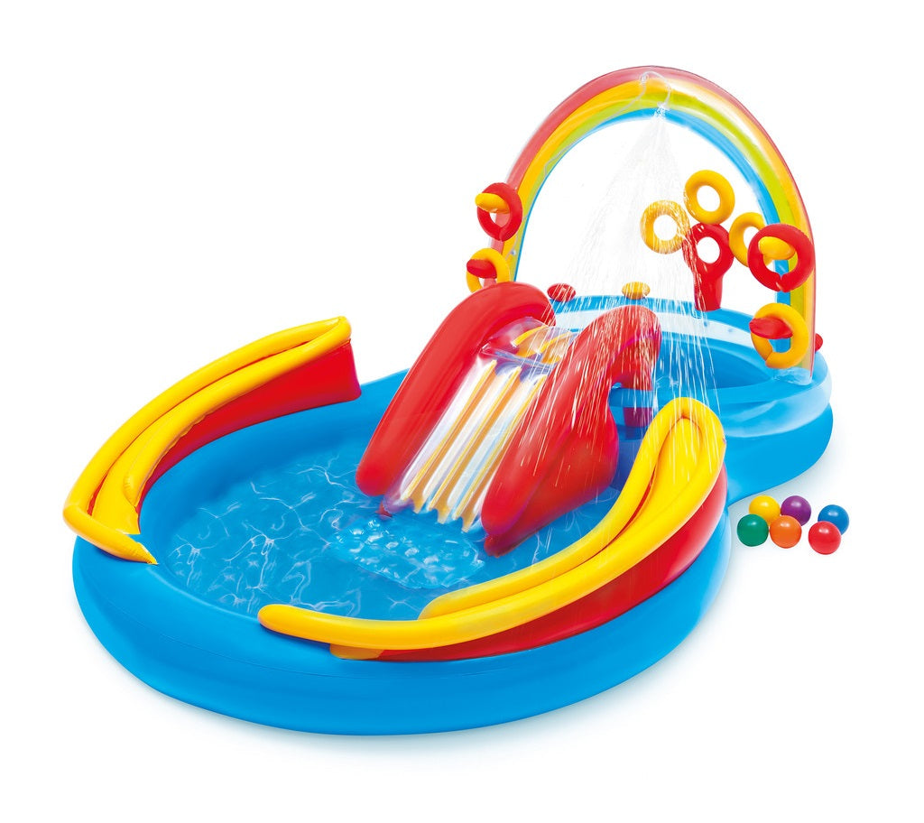 Intex Rainbow Ring Inflatable Play Center w/ Slide – Giftware Canada ...