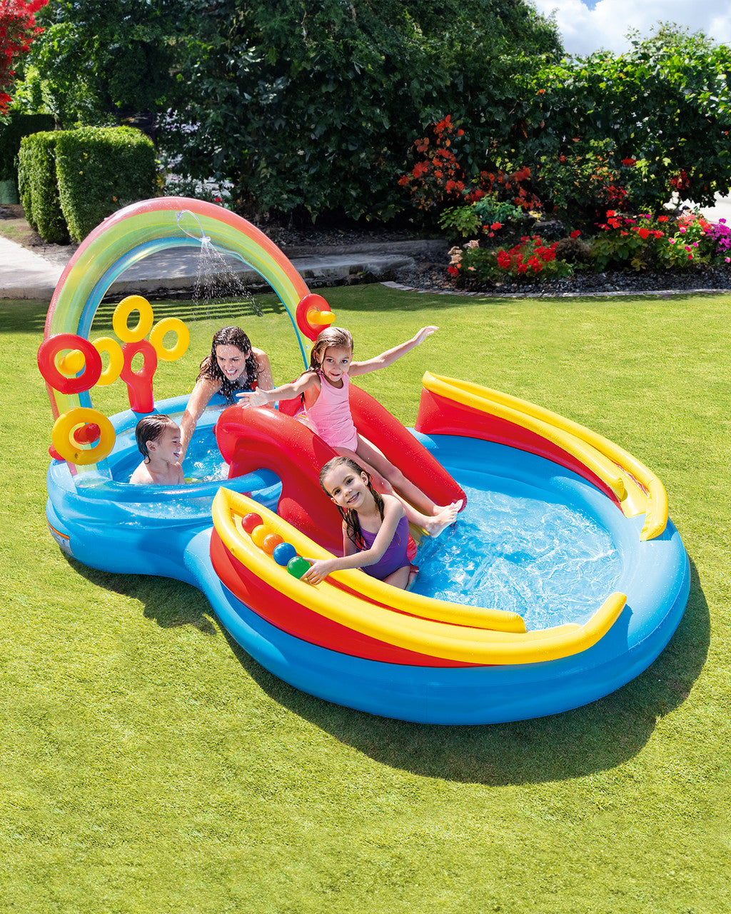 Intex Rainbow Ring Inflatable Play Center w/ Slide