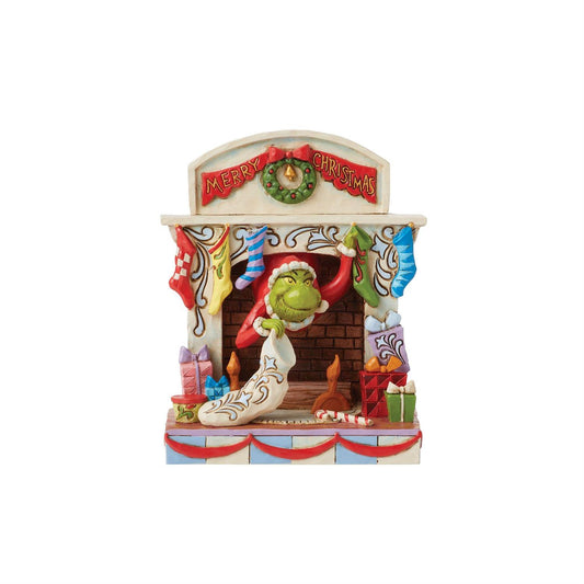 Jim Shore - Grinch Peaking Out of Fireplace - Giftware Canada Collectibles and Decor