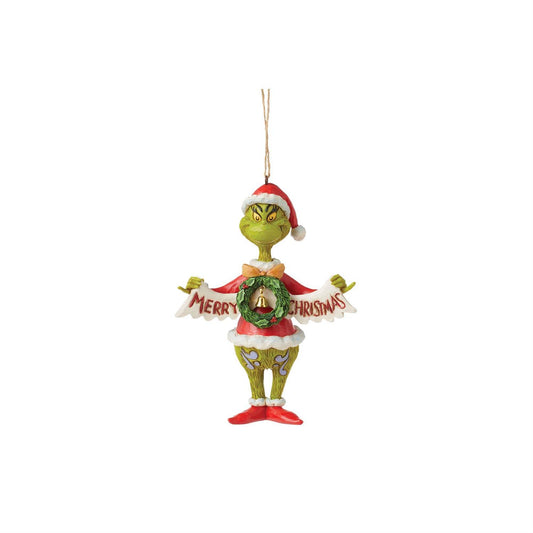 Jim Shore - Grinch Holding Banner Christmas Tree Ornament