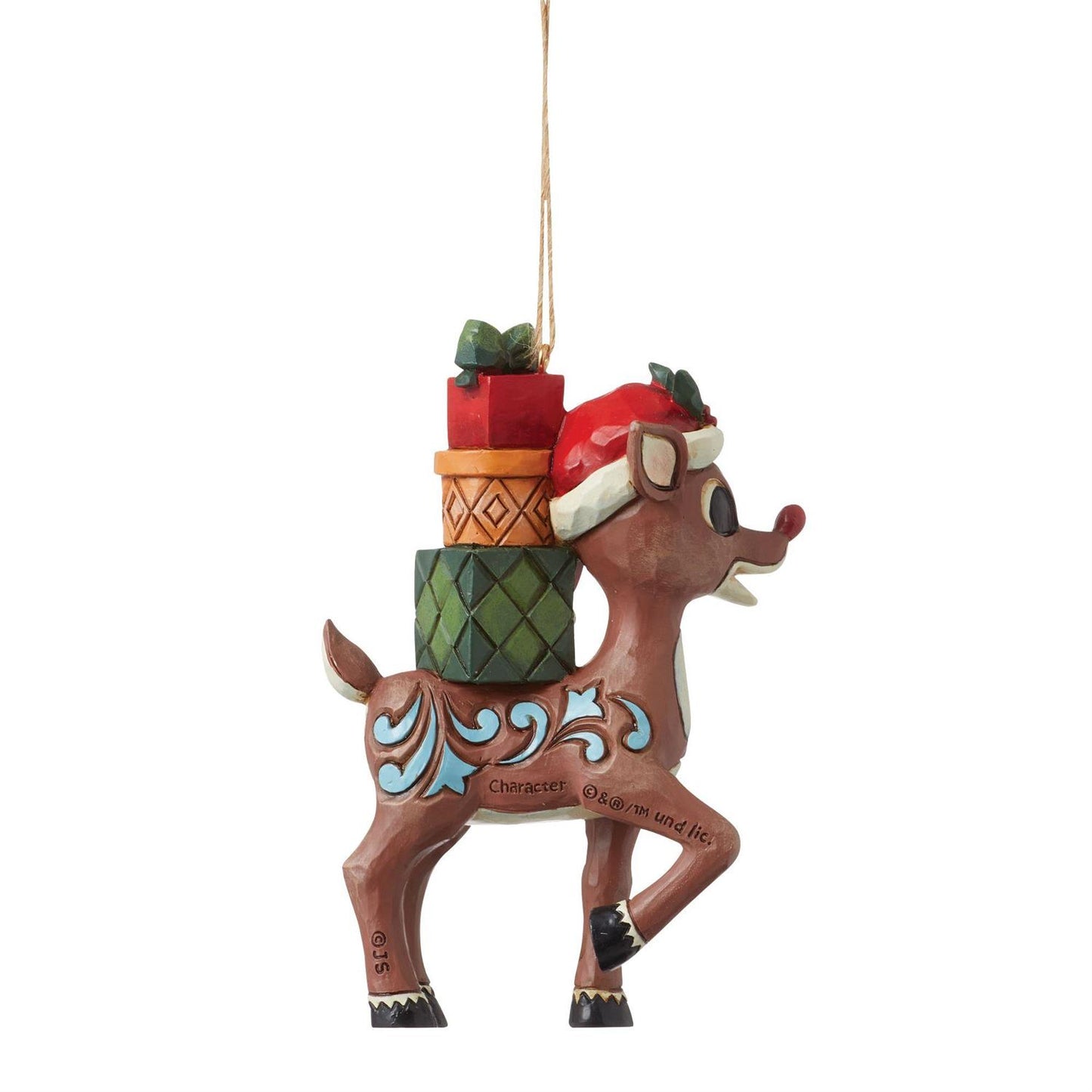 Rudolph Traditions by Jim Shore - Rudolph with Stacked Presents Ornament