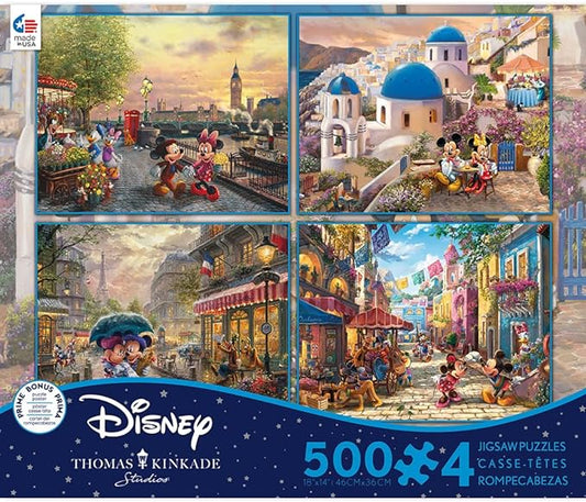 Thomas Kinkade - Disney Mickey and Minnie Around the World Puzzles - 4in1 Multipack