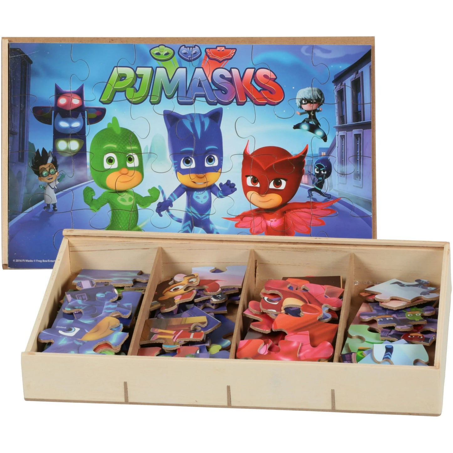 PJ Masks - 7 Wood Jigsaw Puzzles in Wood Storage Box