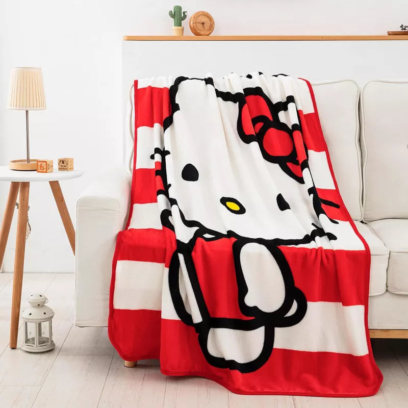 Hello Kitty Waving Stripes Silk Touch Throw Blanket - Giftware Canada Collectibles and Decor