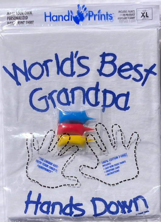 Handi Prints - World's Best Grandpa T-Shirt with Paint Kit - Giftware Canada Collectibles and Decor