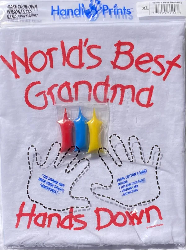 Handi Prints - World's Best Grandma T-Shirt with Paint Kit - Giftware Canada Collectibles and Decor