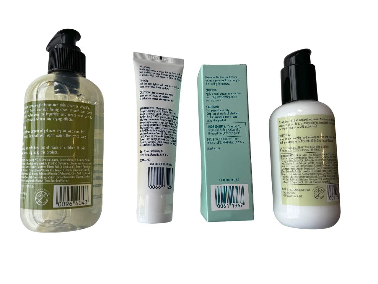 Trader Joe's Nourish Facial Care Set (Cleanser, Scrub, Serum & Moisturizer)