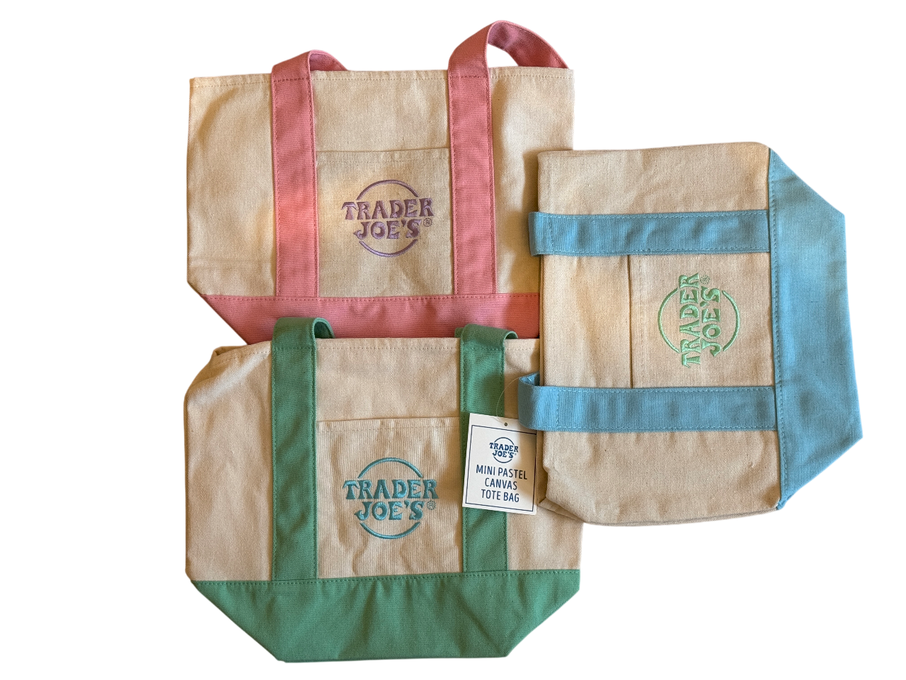 Trader Joe's Authentic Limited Edition Spring/Easter Mini Tote Bag Set (Pack of 3)