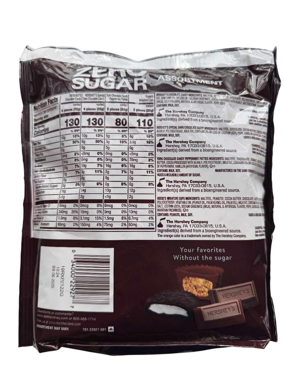 Hershey's Zero Sugar Chocolate Assortment (439g Bag)