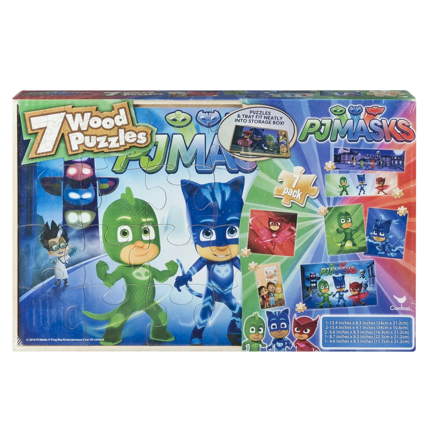 PJ Masks - 7 Wood Jigsaw Puzzles in Wood Storage Box