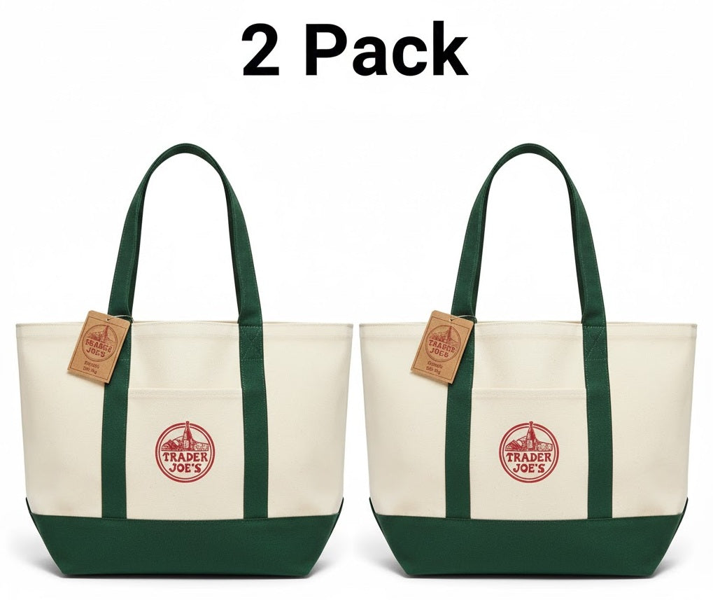 Trader Joe's Authentic Forest Green Tote/Shopping Bag (2 Pack)