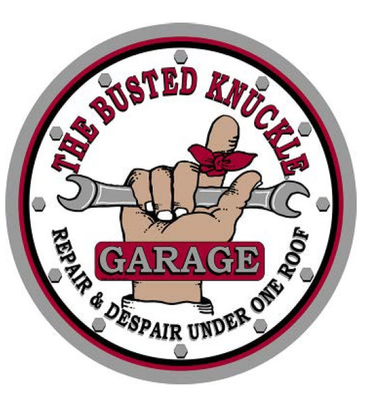 Busted Knuckle Garage Domed Metal Sign