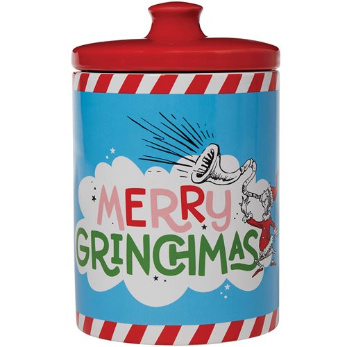 Department 56 - Dr. Seuss Merry Grinchmas Treat/Cookie Canister - Giftware Canada Collectibles and Decor