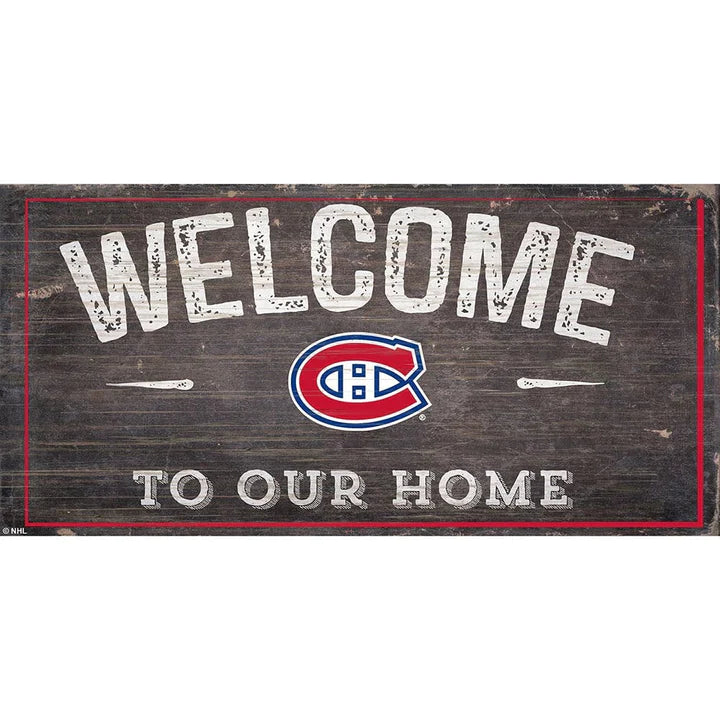 Montreal Canadiens Distressed Welcome Sign (6x12) - Giftware Canada Collectibles and Decor