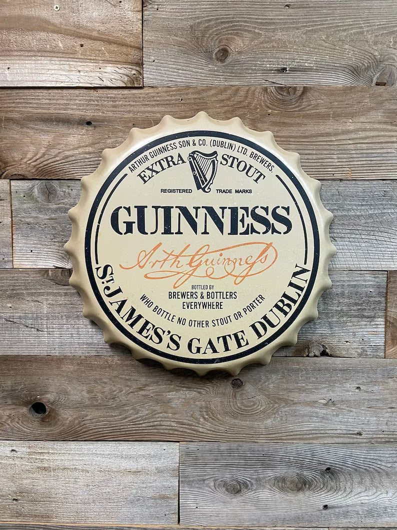 Guinness Vintage Bottle Cap Metal Sign - Giftware Canada Collectibles and Decor