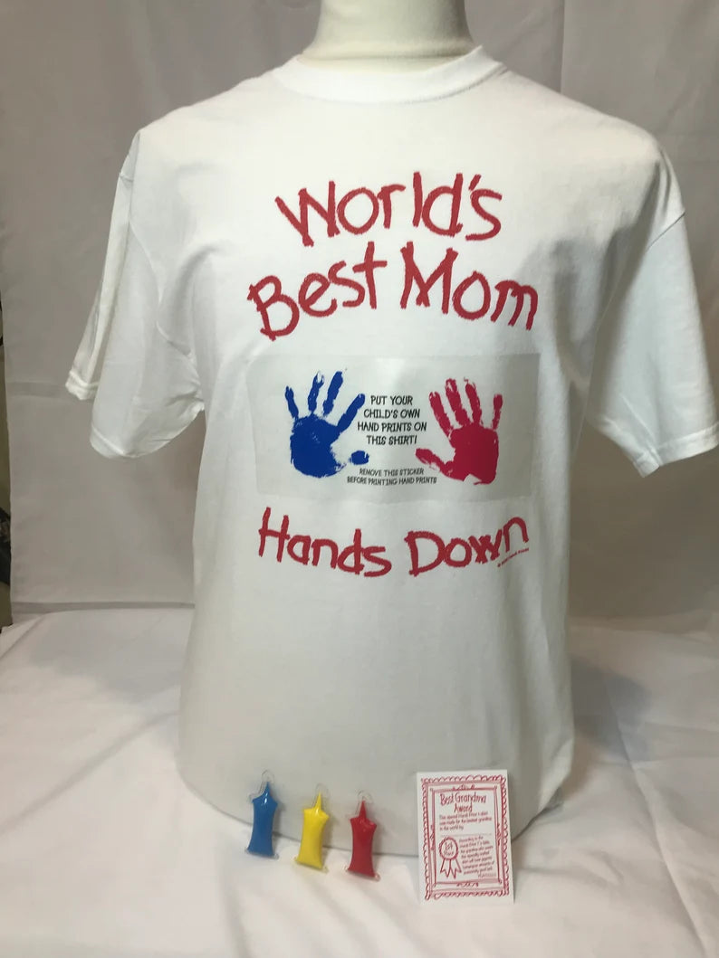 Handi Prints - World's Best Mom T-Shirt with Paint Kit - Giftware Canada Collectibles and Decor