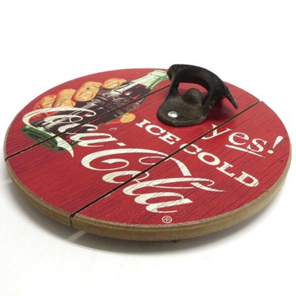 Coca-Cola 8" Vintage Wooden Sign with Bottle Opener - Giftware Canada Collectibles and Decor